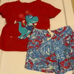 Cat & Jack Red and Blue Tie-Dye Dinosaur Set